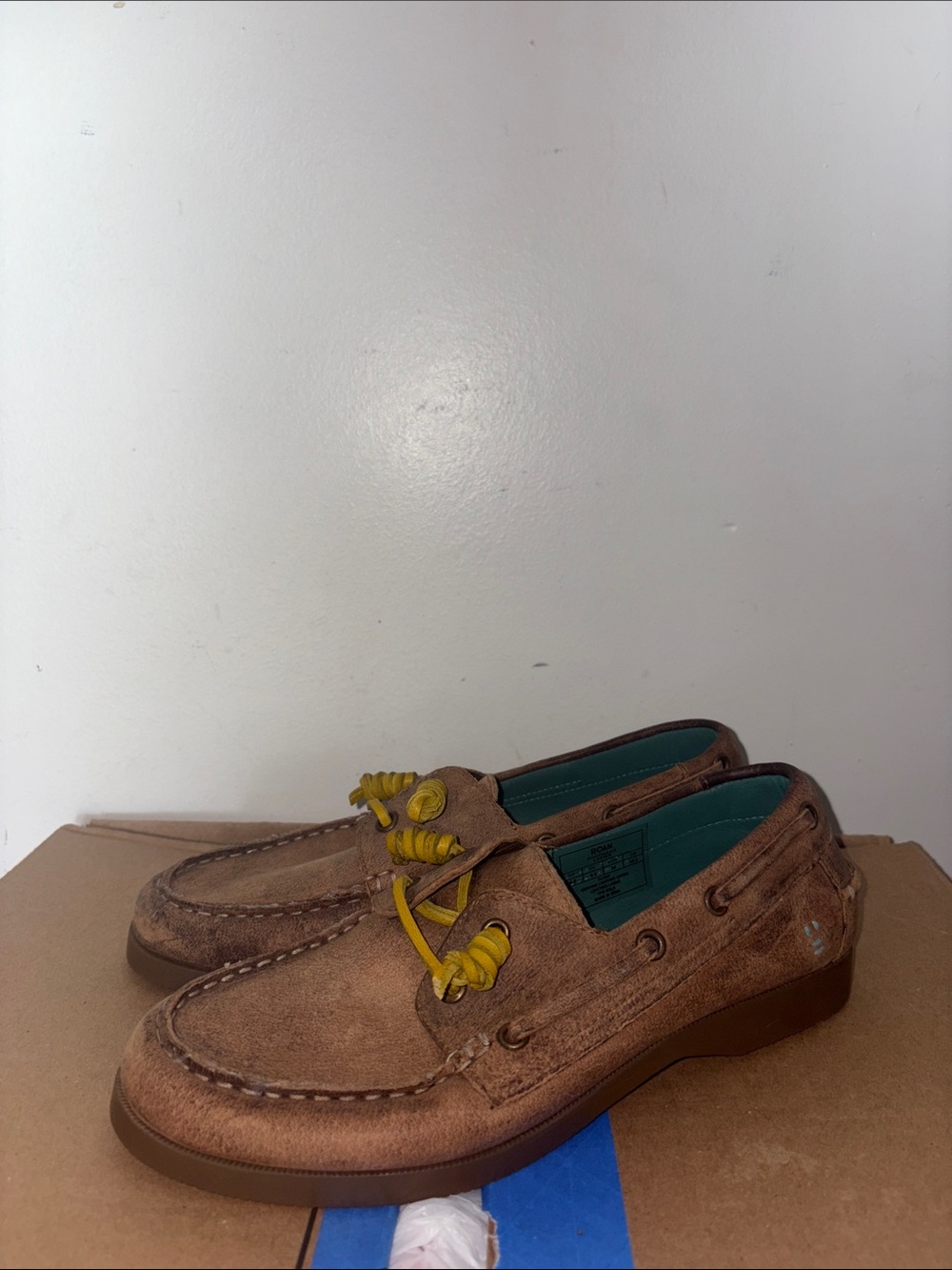 Men's Roan Boat Shoes with Yellow Laces size 8.5